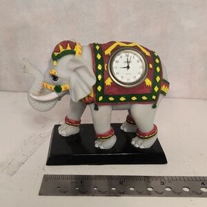 Elephant Clock with Red and Yellow Details New Battery